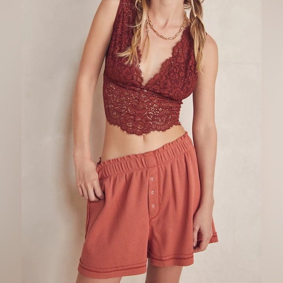 Free People Early Night Thermal Shorts in Rust, Sz. S - Picture 3 of 8